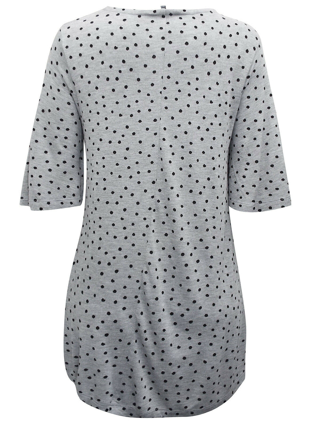 Grey Spotted Angel Sleeve Swing Longline Tunic Top