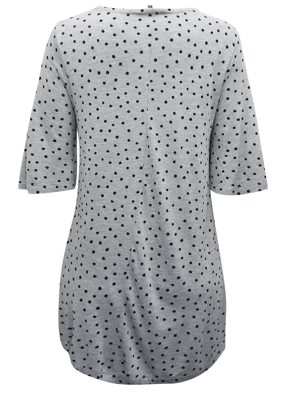 Grey Spotted Angel Sleeve Swing Longline Tunic Top