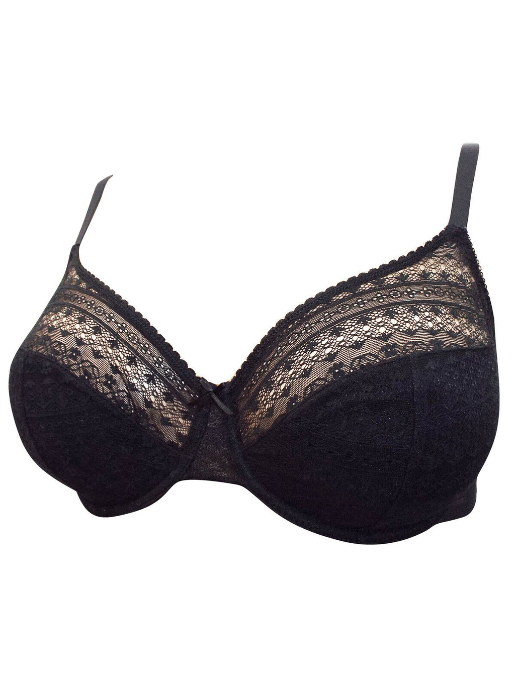 Black All Over Lace Underwired Support Full Cup Bra.