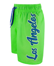 Load image into Gallery viewer, Boys Lime Green Miami Los Angeles New York Swimming Shorts
