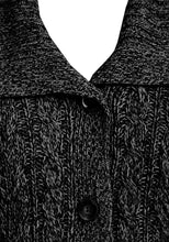 Load image into Gallery viewer, Black Cable Knit Button Down Flap Collar Cardigan
