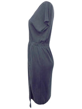 Load image into Gallery viewer, Charcoal Modal Blend Asymmetric Hem Dress
