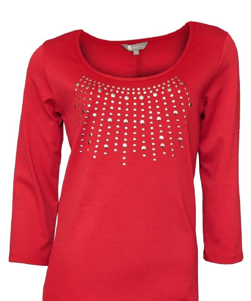 Red Mia Moda 3/4 Sleeve Dress