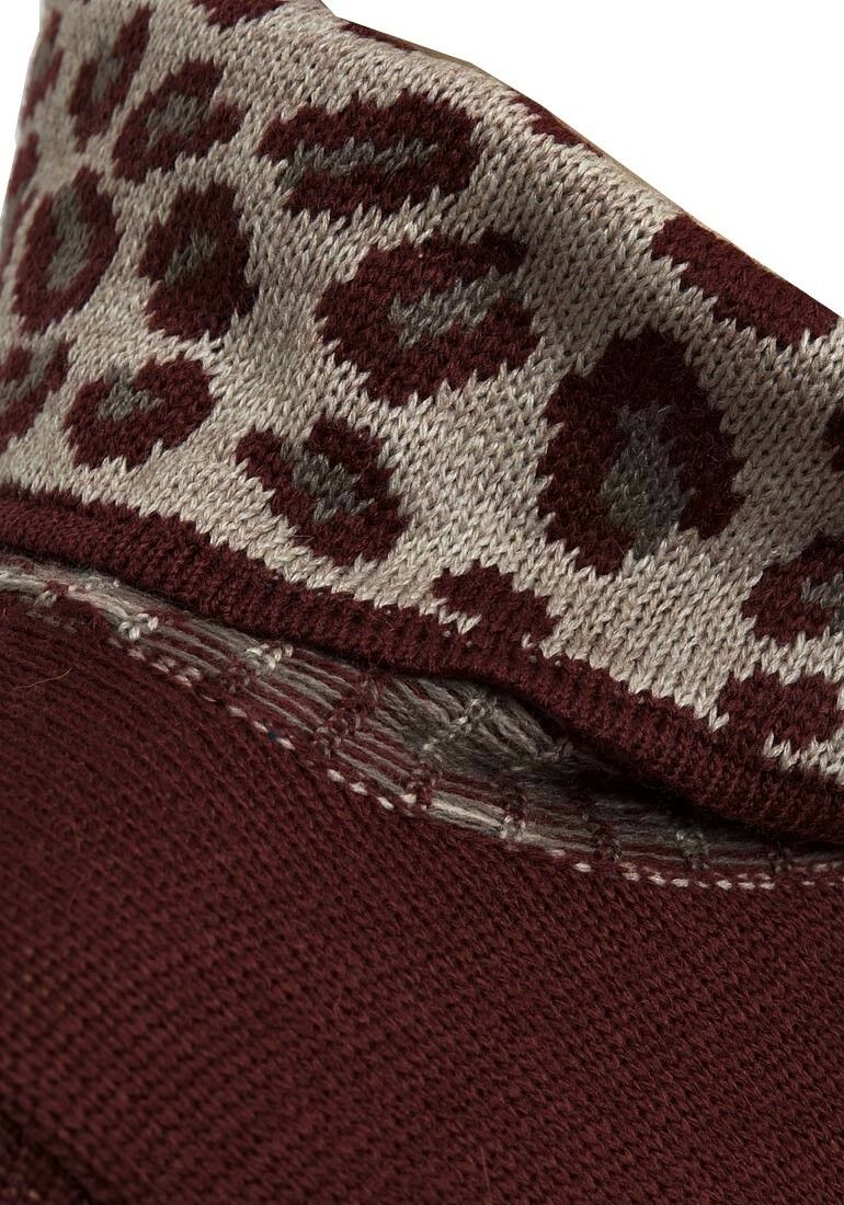 Wine & Brown Multi Stripe Leopard Print Turtle Neck Jumper