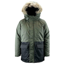 Load image into Gallery viewer, Boys Olive &amp; Black Padded Fleece Lined Parka Hooded Coat
