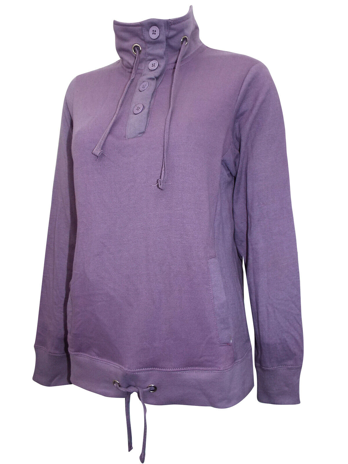 Purple Cotton Rich Funnel Neck Top