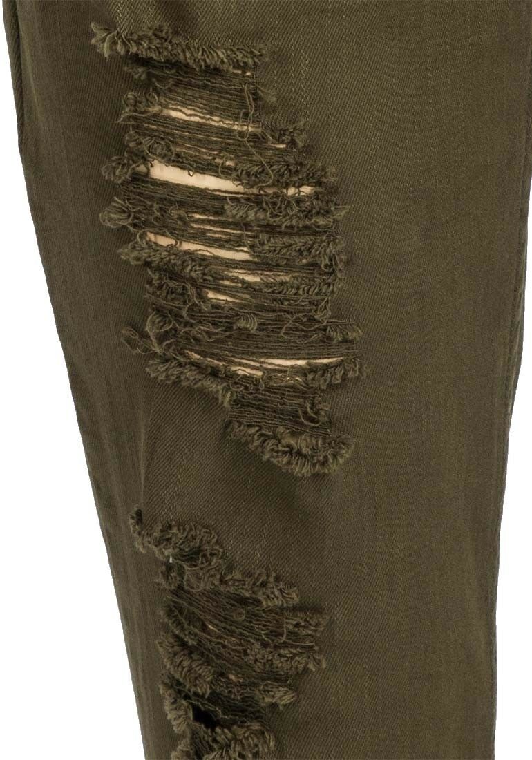 Khaki Ripped Design Cotton Rich Skinny Fit Jeans