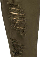 Load image into Gallery viewer, Khaki Ripped Design Cotton Rich Skinny Fit Jeans
