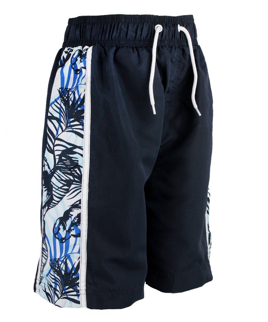 Boys Bold Navy Panel Cargo Bay Swimming Shorts