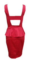Load image into Gallery viewer, Coral Waffle Peplum Cut Out Back Dress
