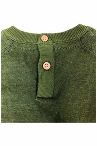 Boys Khaki Green Ribbed Cotton Knitted Car Jumper