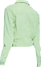 Load image into Gallery viewer, Mint Green Button Down Denim Jeans Jacket
