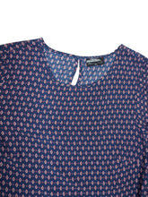 Load image into Gallery viewer, Navy Border Print Long Sleeve Patterned Tunic Top
