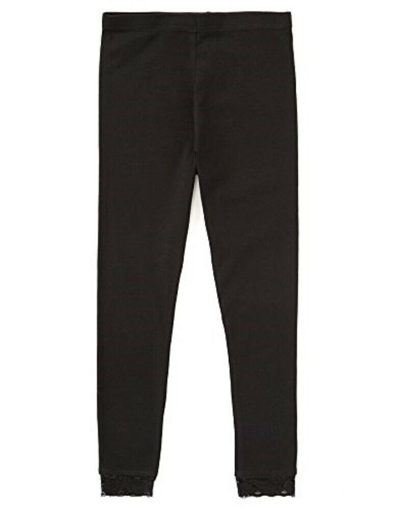 Girls Leggings Cropped Lace Hem Stretchy ¾ Length Cotton Soft Jersey Bottoms