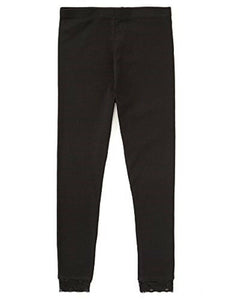 Girls Leggings Cropped Lace Hem Stretchy ¾ Length Cotton Soft Jersey Bottoms