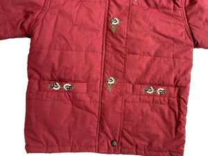 Girls Burgundy padded jacket with furry trim Jacket