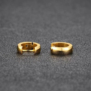 Gold Smooth Titanium Steel Anti-Allergic Small Hoop Earrings