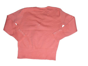 Girls Peach V-Neck Soft Cotton Ribbed Jumper