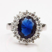 Load image into Gallery viewer, Blue Sapphire &amp; White Crystal Stone Sterling Silver Necklace Set
