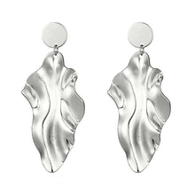 Load image into Gallery viewer, Bold Silver Plated Leafy Geomertric Dangle Drop Earrings
