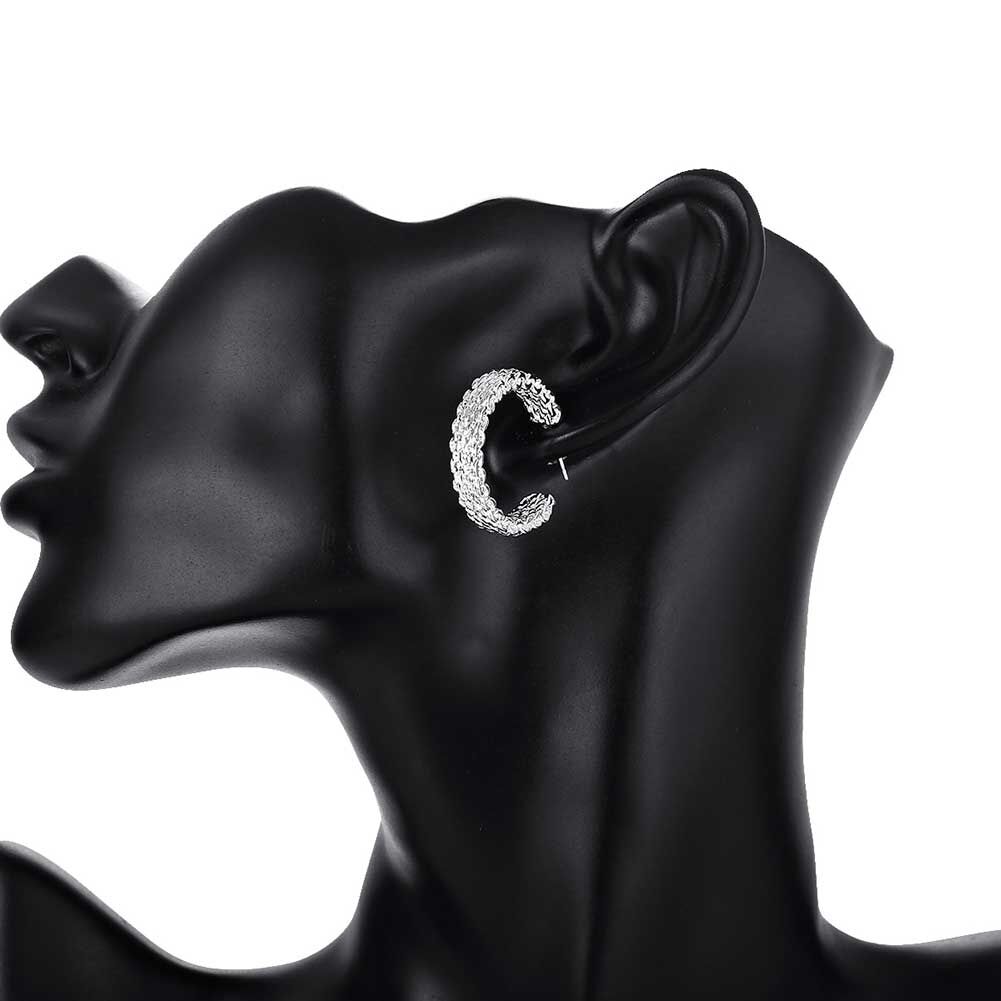 silver plated earrings Weaved Web Stud Earrings