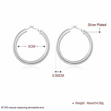 Load image into Gallery viewer, Ladies 925 Silver Plated Big Creole Style Large Classic Hoop 5mm Earrings
