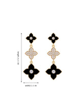 Load image into Gallery viewer, Ladies Black Four-Leaf Clover Zircon Crystal Dangling Stud Earrings
