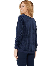 Load image into Gallery viewer, Navy Soft Velvet Sweatshirt
