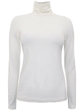 Load image into Gallery viewer, Cream Turtle Roll Neck Stretchy Jersey Top
