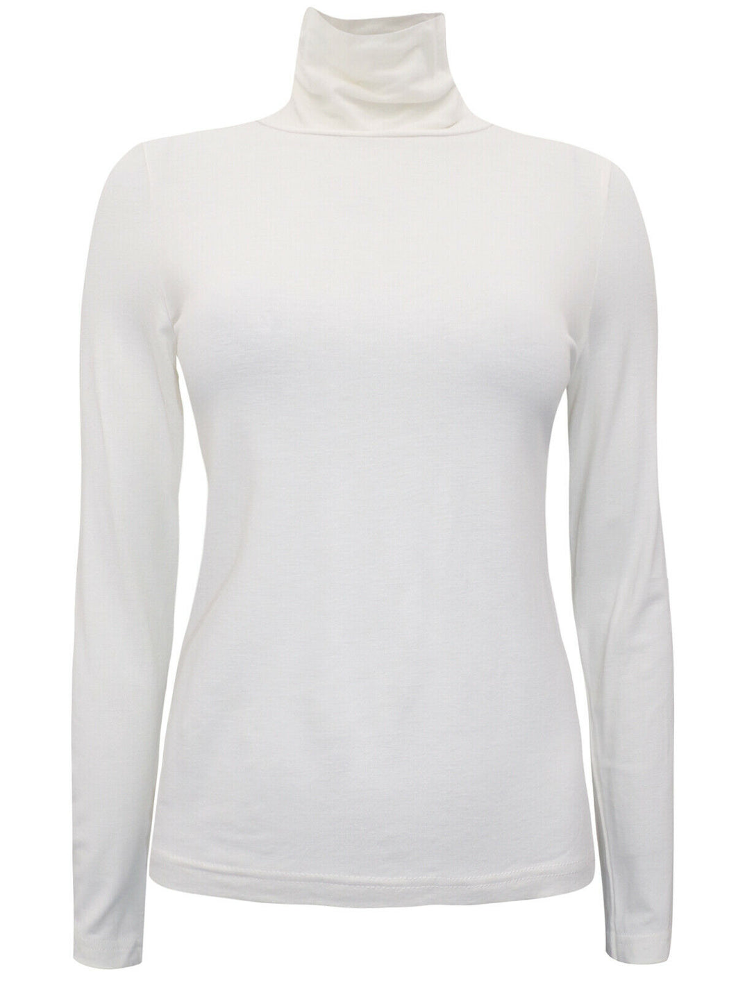 Cream Turtle Roll Neck Stretchy Jersey Top