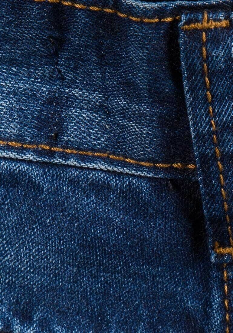 Mens Blue Denim Stretch Cotton Stitching Detail Roll Hem Summer Shorts