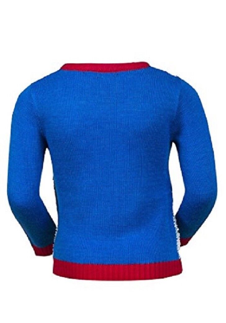 Blue Christmas Squeaky Novelty Penguin Soft Knit Longsleeve Jumper.
