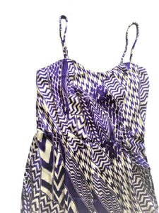 Purple Geometric Print Strappy Jumpsuit
