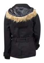 Load image into Gallery viewer, Girls Wool Blend Hooded Furry Trim Coat
