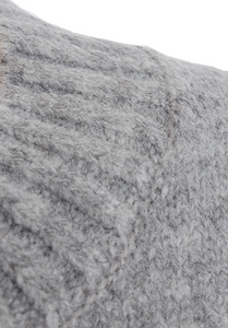 Grey Rib Trims Dip Hem Soft Knit Regular Fit Slit Side Jumper