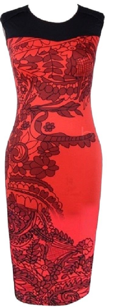 Red & Black Floral Sleeveless