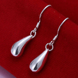 Ladies Girls Silver Plated Water Drop Cute Earrings