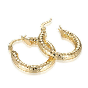 Medium Cirlcle Diamond Cut Shinny Round Hoop Earrings