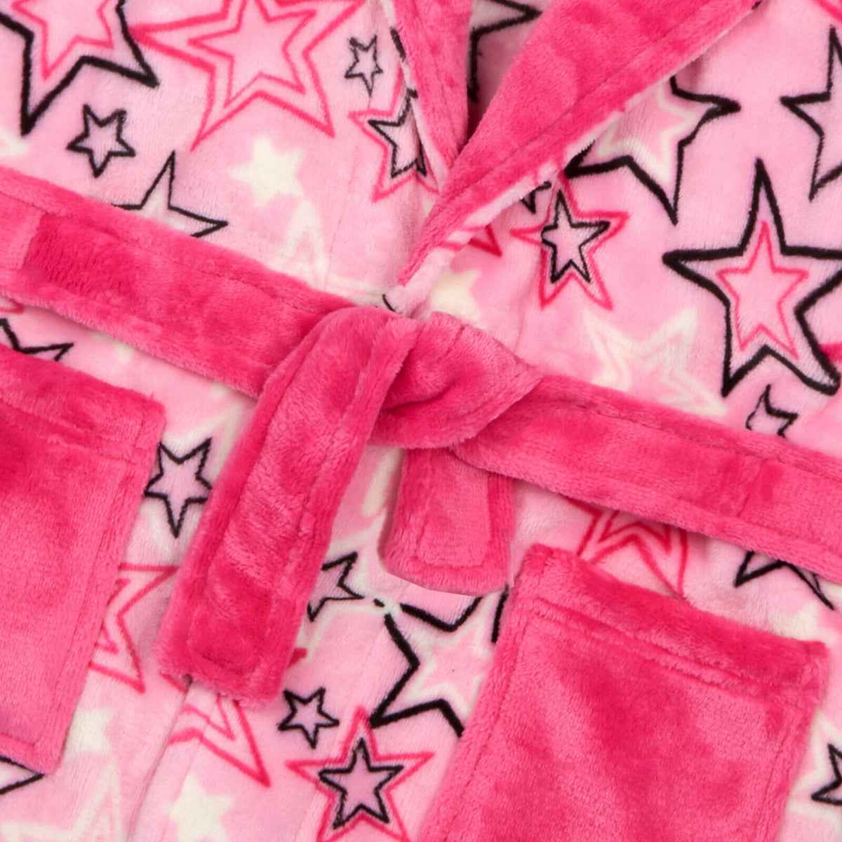 Girls Star Print Soft Fleece Dressing Gown