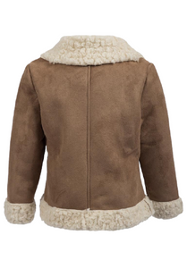 Brave Soul Camel Collared Duffle Faux Fur Leather-Look Coat