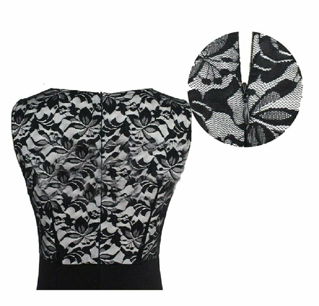 Black Floral Lace Stretchy Sleeveless Bodycon Dress