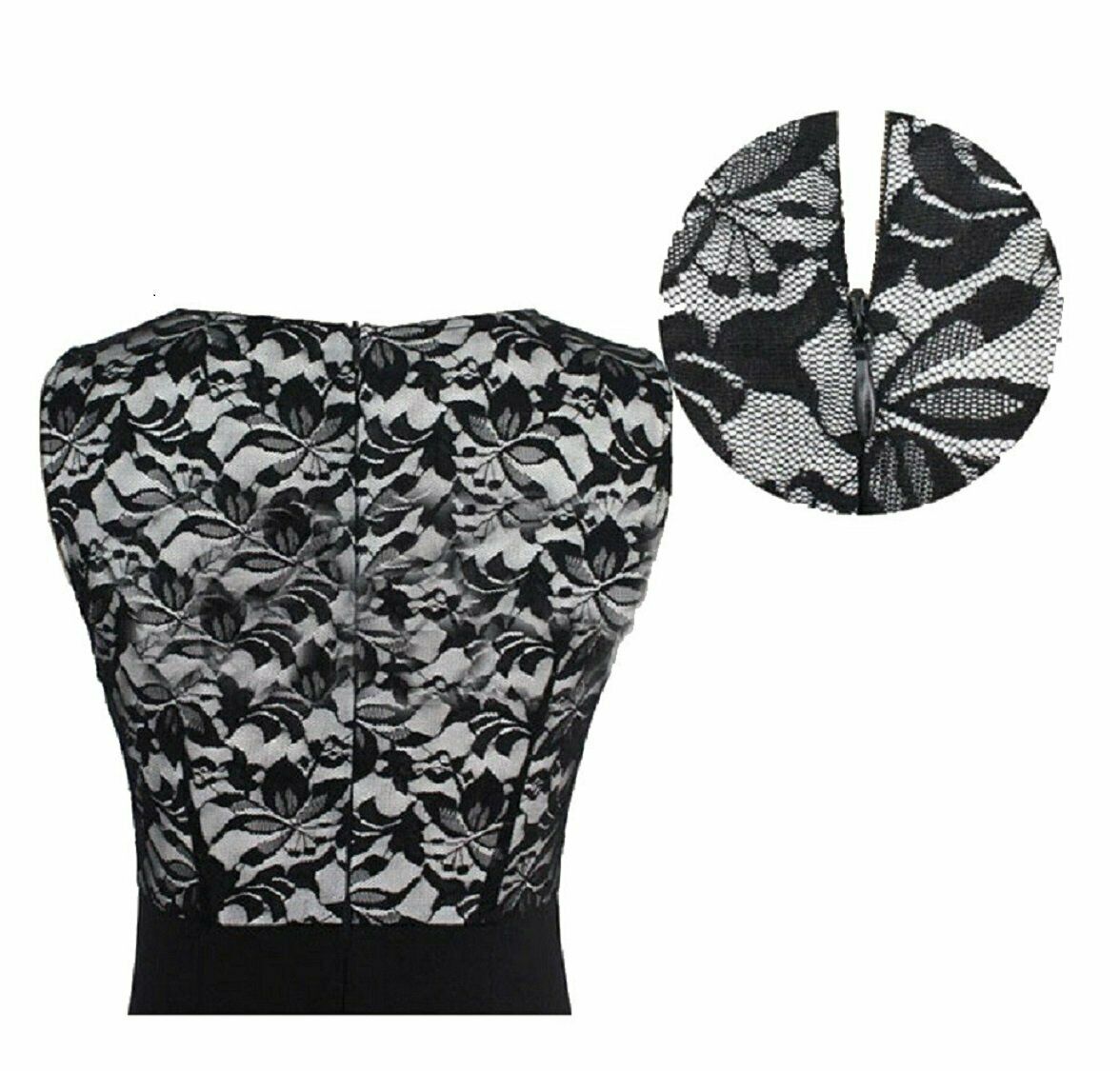 Black Floral Lace Stretchy Sleeveless Bodycon Dress