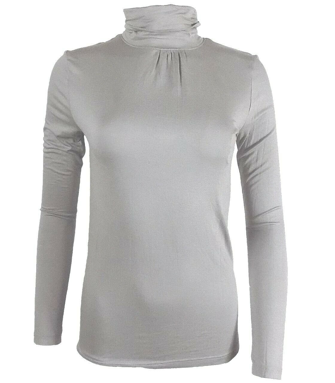 Grey  Long sleeve Turtle Polo Neck Top