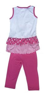 Girls Pink Lilac Spring Holiday Print Sleeveless Top & Leggings Set Party Outfit