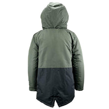 Load image into Gallery viewer, Boys Olive &amp; Black Padded Fleece Lined Parka Hooded Coat
