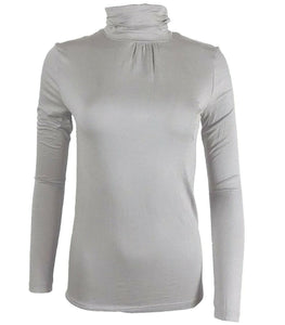 Grey Roll Neck Plain Turtle High Neck Top Jumper