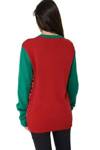 Unisex Ugly Christmas Green & Red Multi Fireplace Jumper