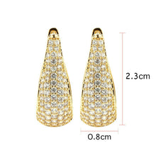 Load image into Gallery viewer, Gold Plated Paved Micro Full Cubic Cut Zirconia Zircon Earrings
