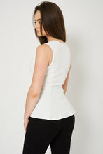 Load image into Gallery viewer, Off White Textured Stretchy Sleeveless Casual Top
