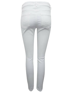 Ladies White Mid Rise Cotton Rich Skinny Jeans